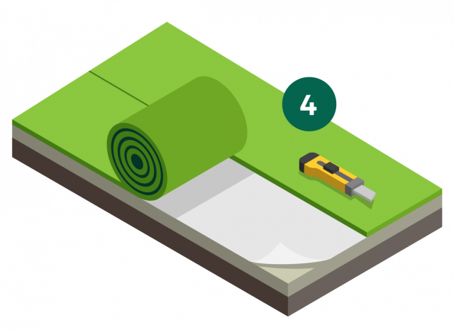 how to install artificial grass step 4 how to install artificial grass step 4, an image to show artificial grass being rolled out and left to acclimatise before being joined and or cut to size